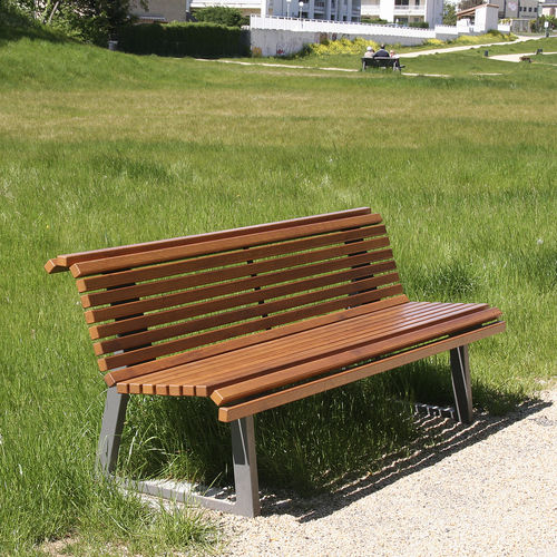Banc public contemporain - TIMÉO - ACCENTURBA - en acier / en acier thermolaqué / avec dossier