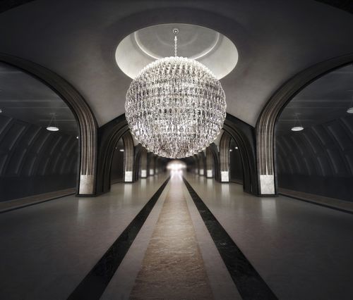 Lustre contemporain - POLIEDRI SFERA - Venini - en cristal / en métal / à LED