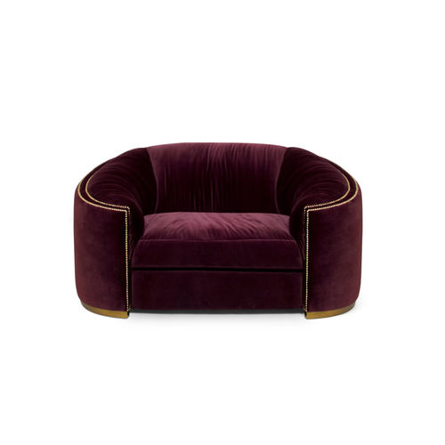 Fauteuil contemporain - WALES - BRABBU DESIGN FORCES - en velours / couleur personnalisable / avec piètement en laiton