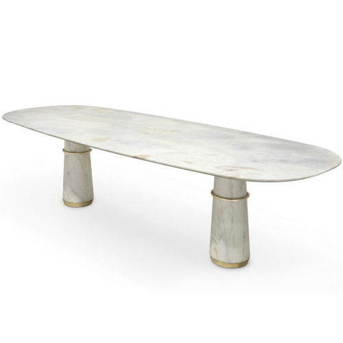 Table à manger contemporaine - AGRA II - BRABBU DESIGN FORCES - en marbre / avec piètement en laiton / avec piètement en marbre