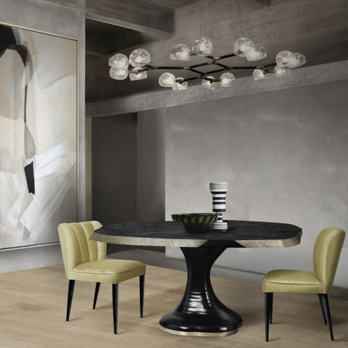 Table à manger contemporaine - PLATEAU II - BRABBU DESIGN FORCES - en noyer / avec piètement en bois laqué / avec piètement en laiton