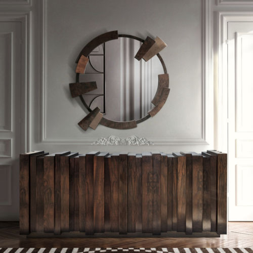 Miroir de salle de bain mural - KAAMOS - BRABBU DESIGN FORCES - contemporain / rond / en laiton