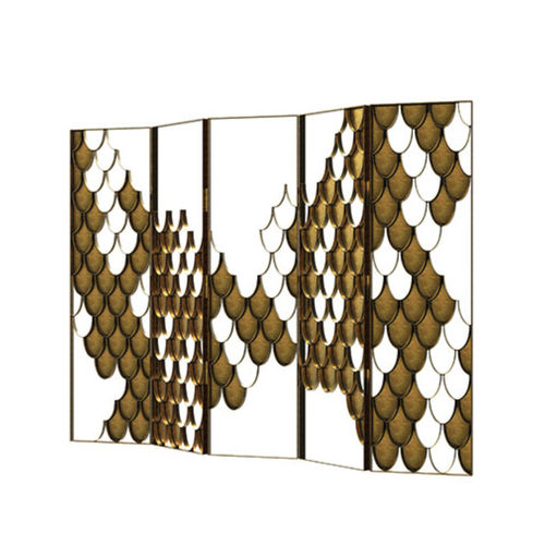 Paravent contemporain - KOI II - BRABBU DESIGN FORCES - en laiton brossé / professionnel / sur mesure