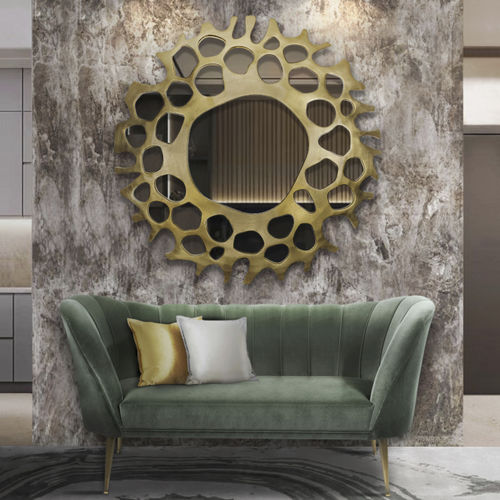 Miroir mural - HELIOS - BRABBU DESIGN FORCES - contemporain / en bois doré à la feuille d'or / doré