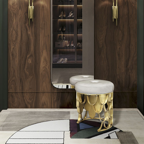 Tabouret contemporain - KOI  - BRABBU DESIGN FORCES - en velours / avec piètement en laiton brossé / piètement central
