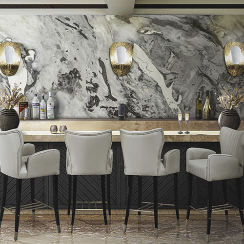Chaise de bar classique - DAVIS - BRABBU DESIGN FORCES - d'intérieur / en velours / avec piètement en chêne