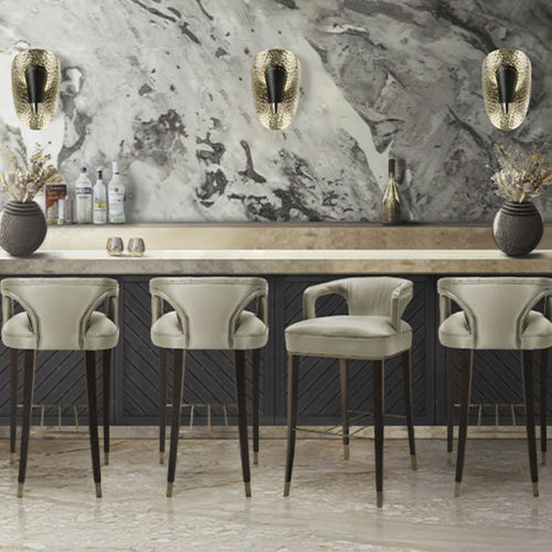 Chaise de bar classique - KAROO  - BRABBU DESIGN FORCES - d'intérieur / en satin / avec piètement en chêne