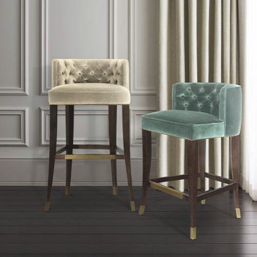 Chaise de bar classique - BOURBON COUNTER - BRABBU DESIGN FORCES - d'intérieur / en velours / avec piètement en frêne