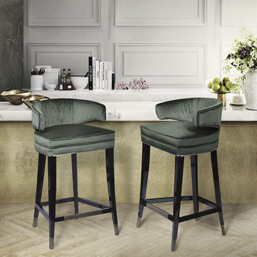 Chaise de bar classique - IBIS COUNTER - BRABBU DESIGN FORCES - d'intérieur / en velours / avec piètement en frêne