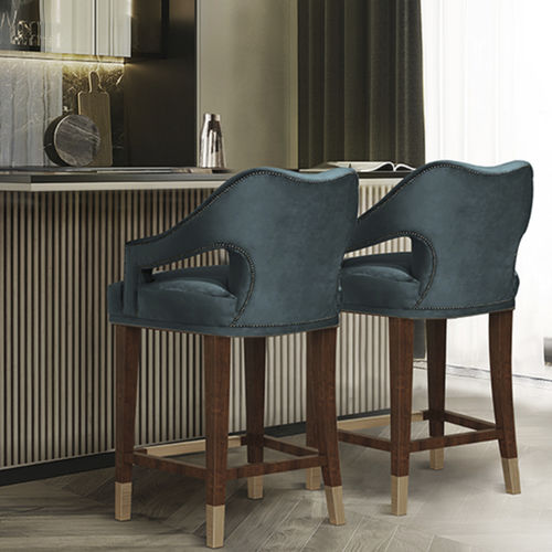 Chaise de bar classique - N&ordm;20 COUNTER - BRABBU DESIGN FORCES - d'intérieur / en velours / avec piètement en frêne