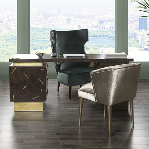 Chaise de salle à manger contemporaine - NUKA - BRABBU DESIGN FORCES - d'intérieur / en velours / avec piètement en bois vernis