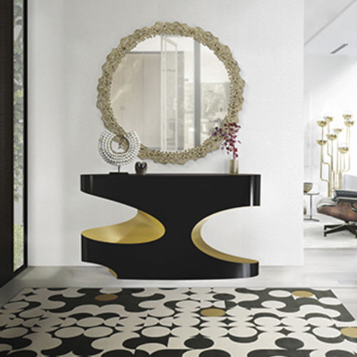 Console contemporaine - BRYCE I  - BRABBU DESIGN FORCES - en bois laqué brillant / en bois doré à la feuille d'or / résidentielle