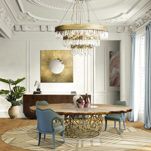 Table à manger contemporaine - APIS II - BRABBU DESIGN FORCES - en chêne / en bois teinté / avec piètement en laiton