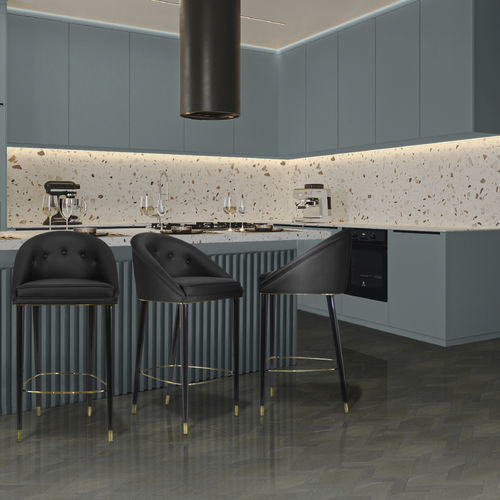 Chaise de bar contemporaine - MALAY COUNTER - BRABBU DESIGN FORCES - d'intérieur / en simili cuir / avec piètement en bois laqué