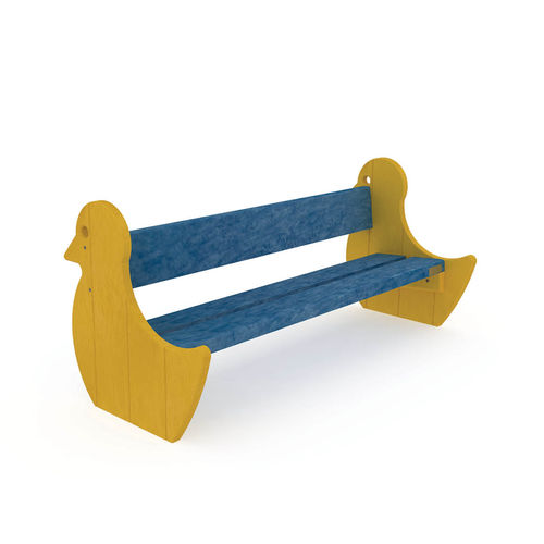 Banc public design original - Poussin - PLAS ECO - en plastique recyclé / avec dossier / sans accoudoirs