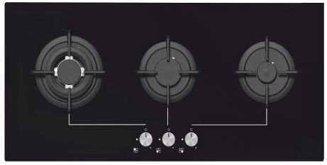 Table de cuisson vitrocéramique - ZOUK 3 - Acrysil Ltd - à gaz / 3 foyers / encastrable