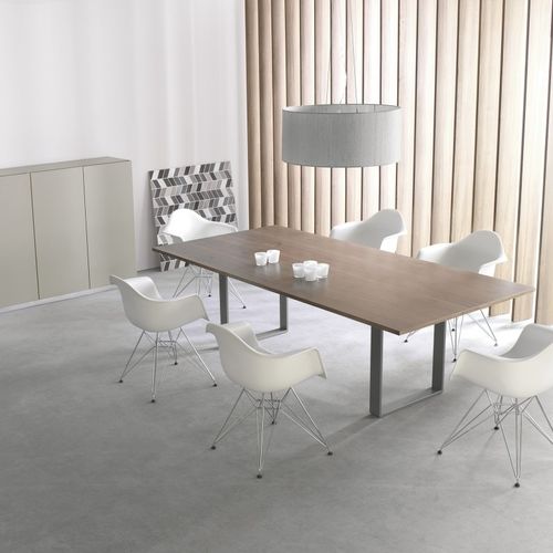Table contemporaine - MIXT - Balma - en mélaminé / avec piètement en métal / rectangulaire