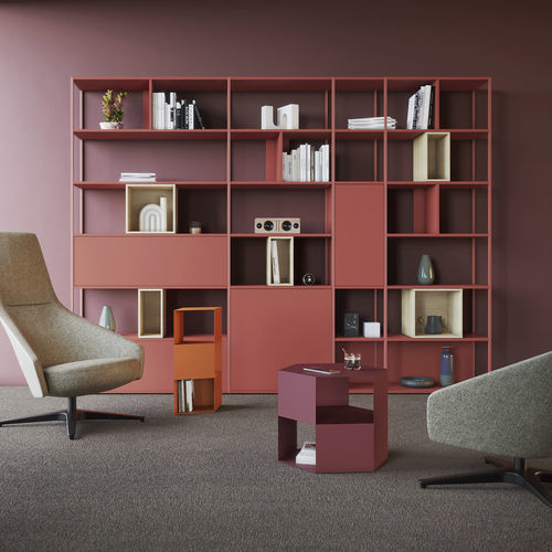 Bibliothèque contemporaine - Stepps - Balma - en placage de bois / en mélaminé / blanche