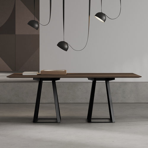 Table contemporaine - H2 - Balma - en placage de bois / en mélaminé / avec piètement en métal