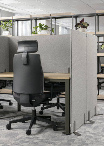 Séparateur de bureau sur bureau - ETUM - Balma - auto-portant / en fibre de polyester / insonorisé