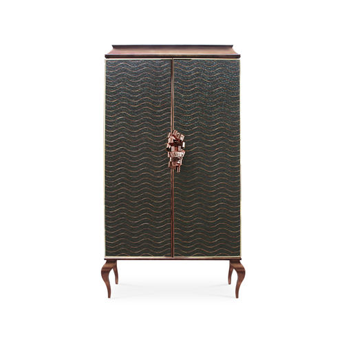 Armoire design nouveau baroque - DIVINE PEACOCK ORGANIC FEATHER - KOKET Love Happens - en bois laqué brillant / en plumes / à portes battantes