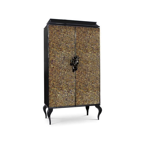 Armoire design nouveau baroque - DIVINE QUAIL FEATHER - KOKET Love Happens - en bois laqué brillant / en plumes / à portes battantes