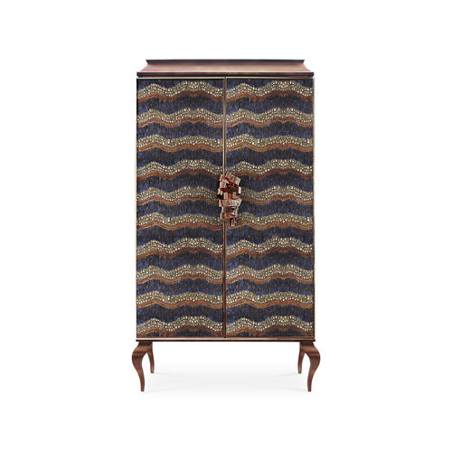 Armoire design nouveau baroque - DIVINE PEACOCK & PHEASANT PURPLE FEATHER - KOKET Love Happens - en bois laqué brillant / en plumes / à portes battantes