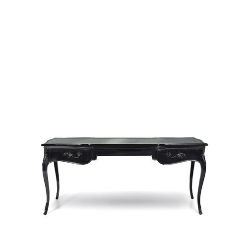 Bureau sur pied - EXOTIC PEACOCK FEATHER TOP ORMOLU  - KOKET Love Happens - de style / en bois laqué / en plumes