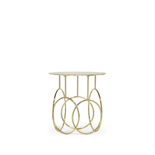 Table d'appoint design original - KIKI - KOKET Love Happens - en verre / en laiton poli / ronde