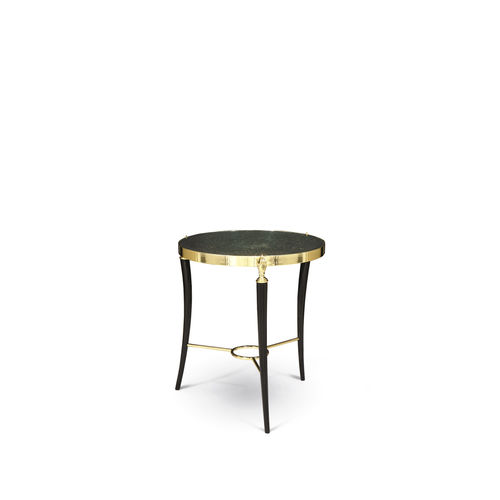 Table d'appoint classique - GISELE PEACOCK FEATHER - KOKET Love Happens - en verre fumé / en laiton poli / en plumes