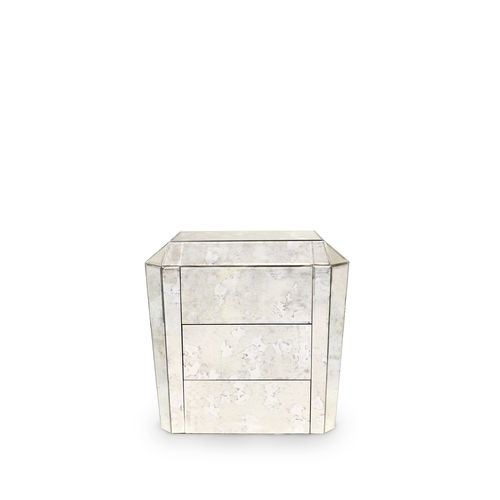 Table de chevet Art Déco - TAMARA 3 DRAWERS - KOKET Love Happens - en verre / rectangulaire / avec tiroir