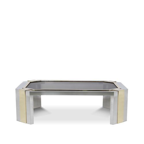 Table basse contemporaine - MINX - KOKET Love Happens - en verre trempé / en laiton / en acier inoxydable poli