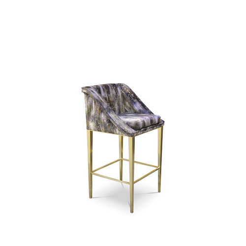 Chaise de bar classique - GEISHA - KOKET Love Happens - d'intérieur / en tissu / avec piètement en laiton poli