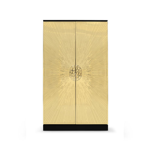 Armoire design nouveau baroque - HEIVE - KOKET Love Happens - en bois laqué brillant / en laiton poli / à portes battantes