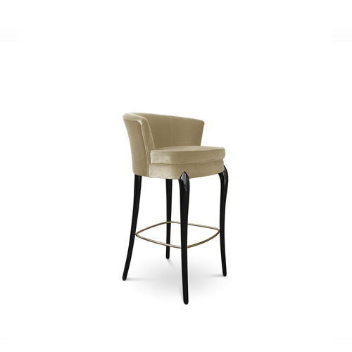 Chaise de bar contemporaine - D&Eacute;LICE - KOKET Love Happens - d'intérieur / en velours / avec piètement en bois laqué brillant