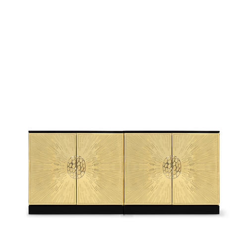 Buffet contemporain - HEIVE - KOKET Love Happens - en bois laqué / en laiton poli / à portes battantes