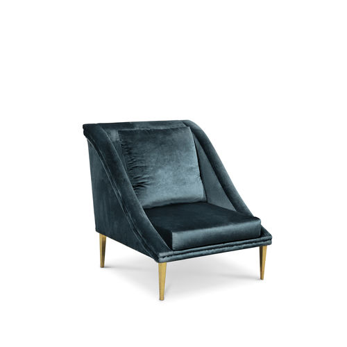 Fauteuil classique - GEISHA - KOKET Love Happens - en tissu / à coussins / bleu
