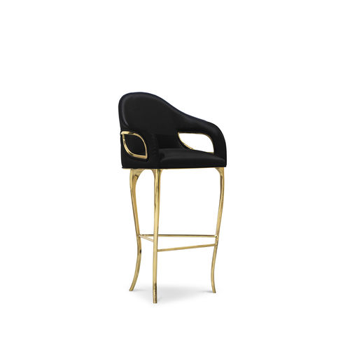 Chaise de bar classique - CHANDRA HIGH - KOKET Love Happens - d'intérieur / en tissu / avec piètement en laiton poli