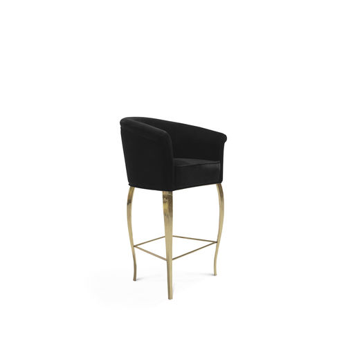 Chaise de bar contemporaine - MIMI  - KOKET Love Happens - d'intérieur / en velours / avec piètement en laiton poli