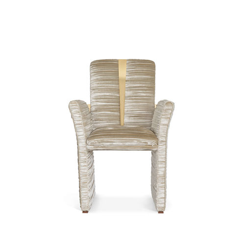 Chaise de salle à manger contemporaine - ESTELLE - KOKET Love Happens - d'intérieur / en tissu / avec piètement en laiton poli