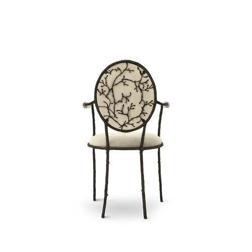 Chaise de salle à manger contemporaine - ENCHANTED ARM - KOKET Love Happens - d'intérieur / en velours / avec piètement en laiton