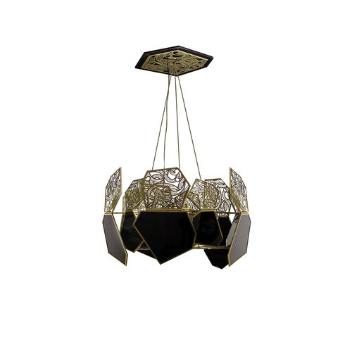 Lustre design original - HYPNOTIC LACQUER - KOKET Love Happens - en verre fumé / en bronze / en laiton poli