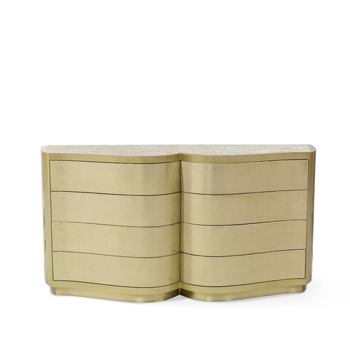 Commode contemporaine - PO&Ecirc;M - KOKET Love Happens - en laiton / avec tiroir / 8 tiroirs