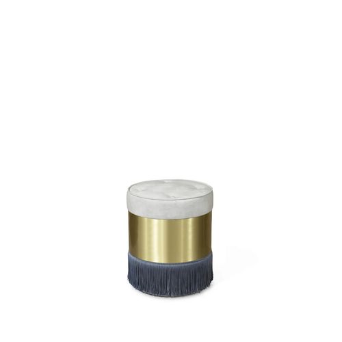 Pouf traditionnel - OLIVIA - KOKET Love Happens - en tissu / en laiton / rond