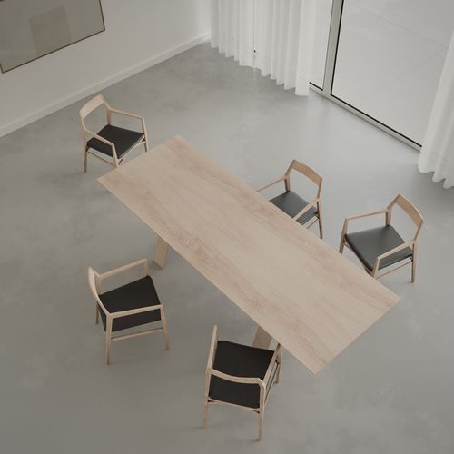 Table à manger contemporaine - TRAVE - Branca-Lisboa - en placage de bois / avec piètement en chêne / rectangulaire