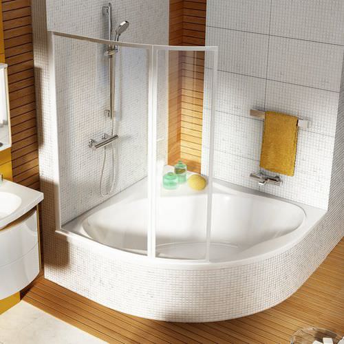 Baignoire d'angle - NEWDAY - RAVAK - en acrylique / blanche
