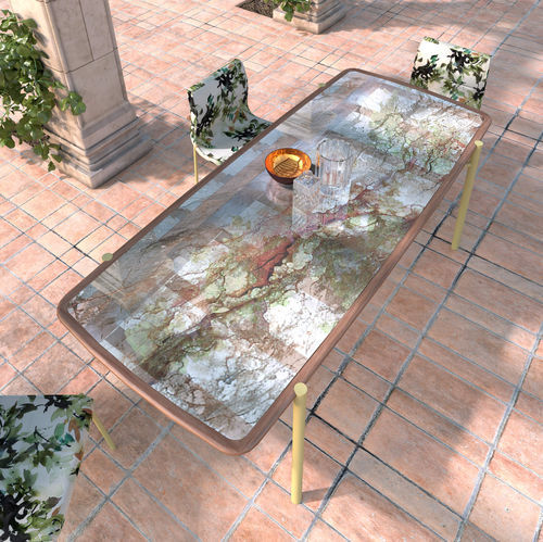 Table à manger contemporaine - Antares  - Presotto - en bois / en verre / avec piètement en métal