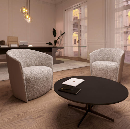 Fauteuil contemporain - Fuller XL - Presotto - en tissu / marron / avec accoudoirs