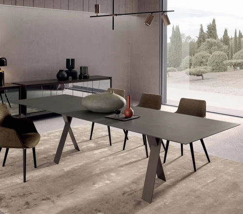 Table à manger contemporaine - Tailor - Presotto - en bois / en verre laqué / en céramique