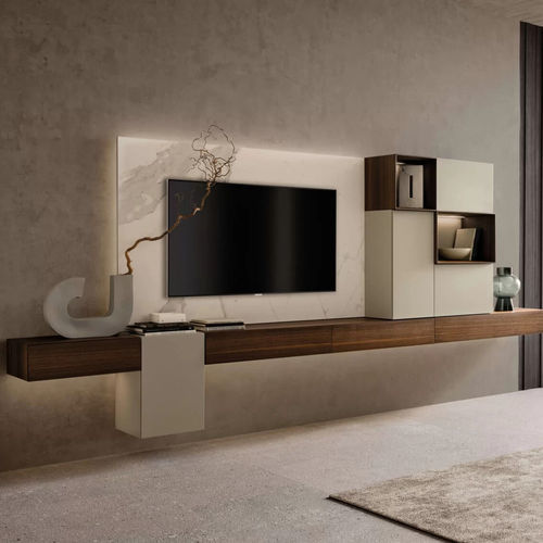 Ensemble TV mural contemporain - I-modulART - Presotto - en bois laqué / en mélaminé / modulable